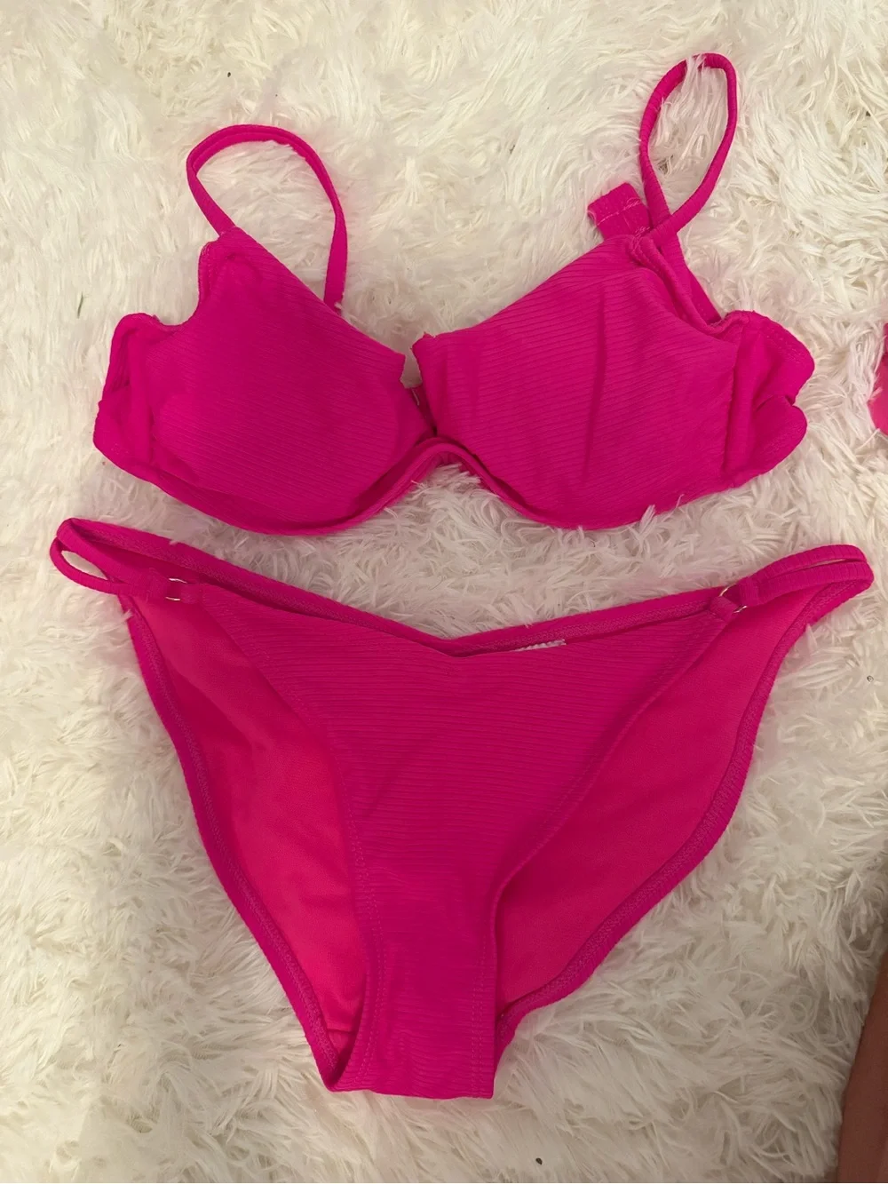 Hot Pink Ribbed Bikini Set